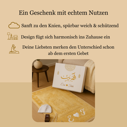 pers. Gebetsteppich-Set inkl. Geschenkbox, Mini-Koran, Tesbih, Miswak & PDF‘s