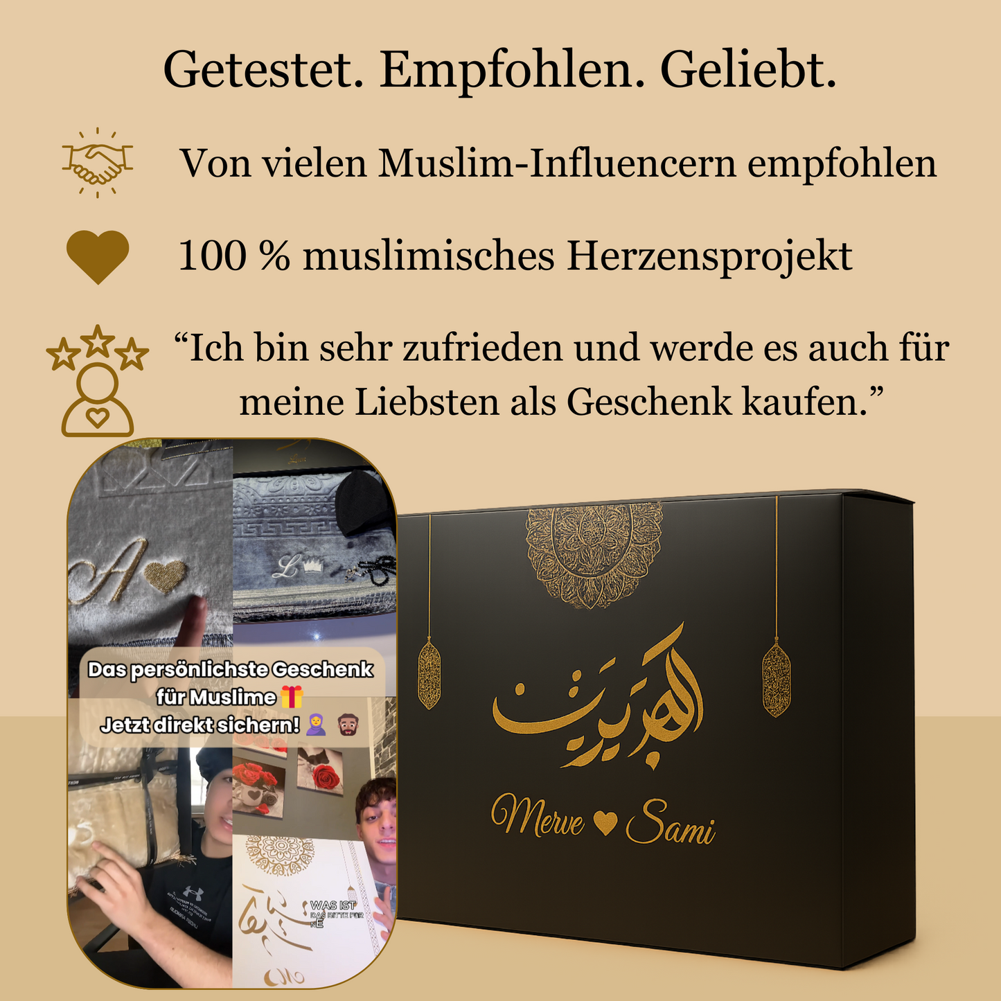 pers. Gebetsteppich-Set inkl. Geschenkbox, Mini-Koran, Tesbih, Miswak & PDF‘s