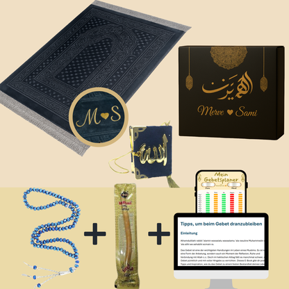 pers. Gebetsteppich-Set inkl. Geschenkbox, Mini-Koran, Tesbih, Miswak & PDF‘s
